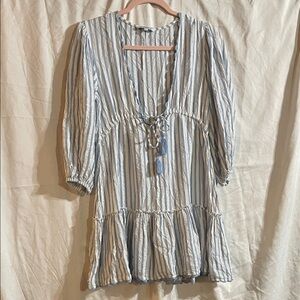 Blue Island Navy and White Striped Top